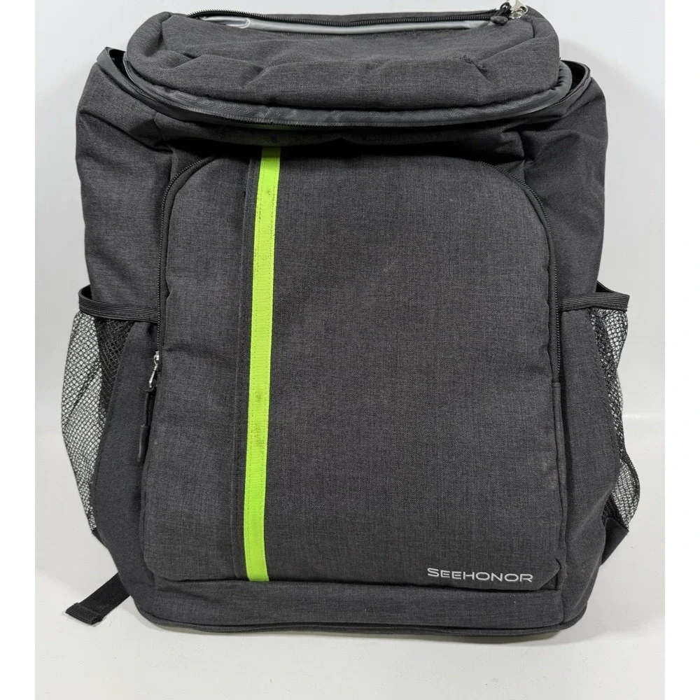 SEEHONOR Insulated Cooler Backpack Large Gray Neon Green Hiking Picnic